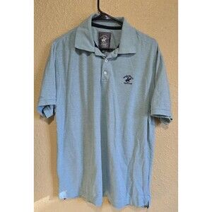 Beverly Hills Polo Shirt Men's XL Auqa Fitted Knit Chest Logo